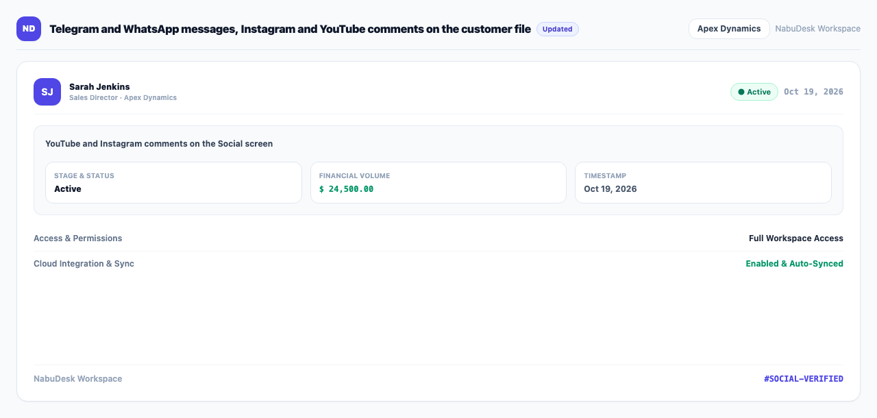 YouTube and Instagram comments on the Social screen