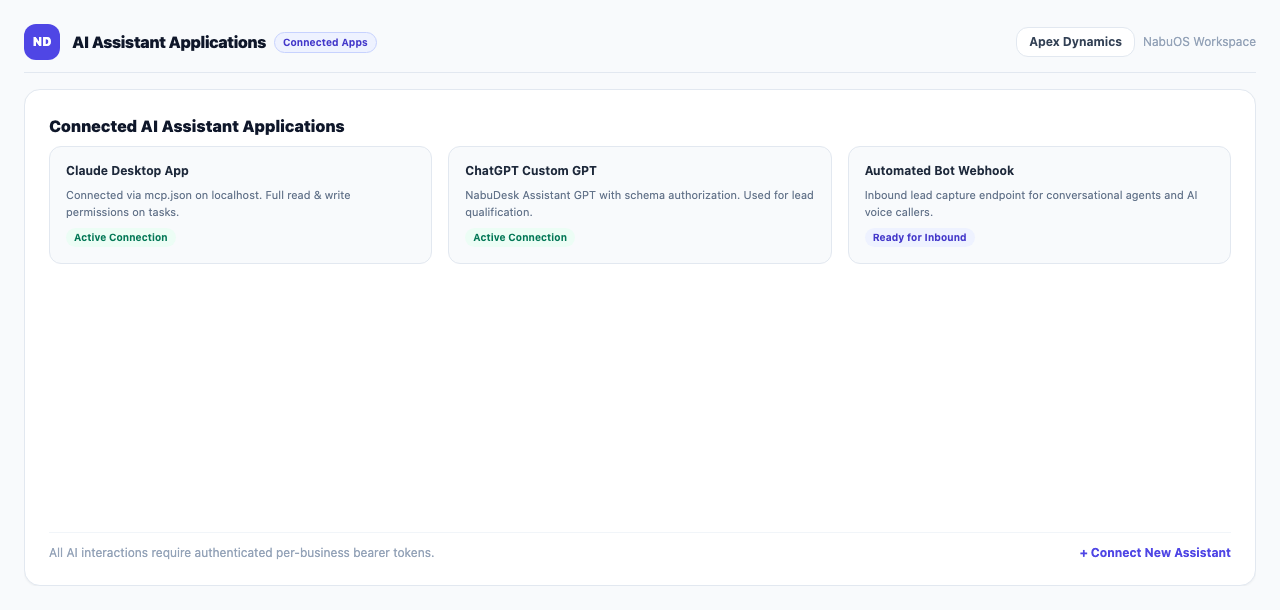 Personal keys and connected apps