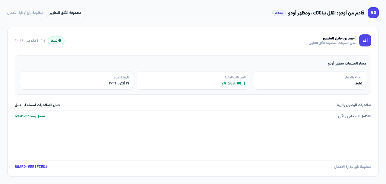 مسار المبيعات بمظهر أودو
