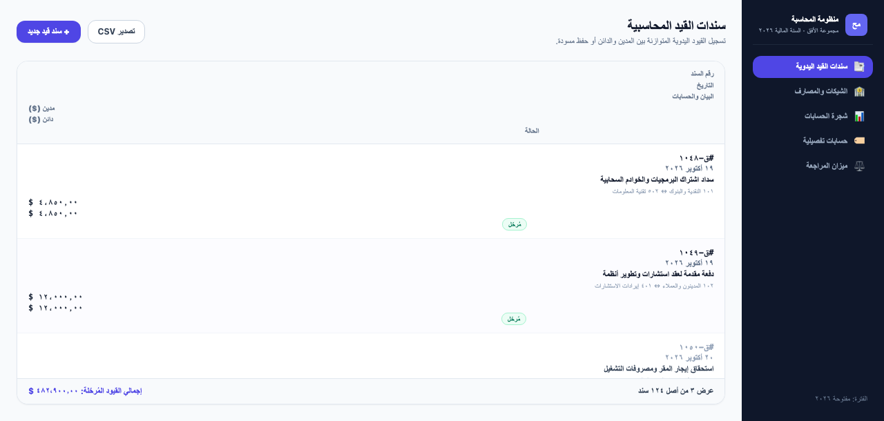 قيود اليومية بين مسودة ومرحّل