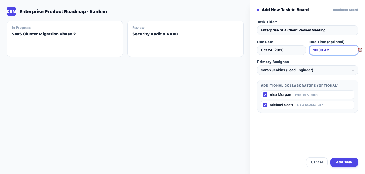 Ticking several colleagues on the add-a-task form
