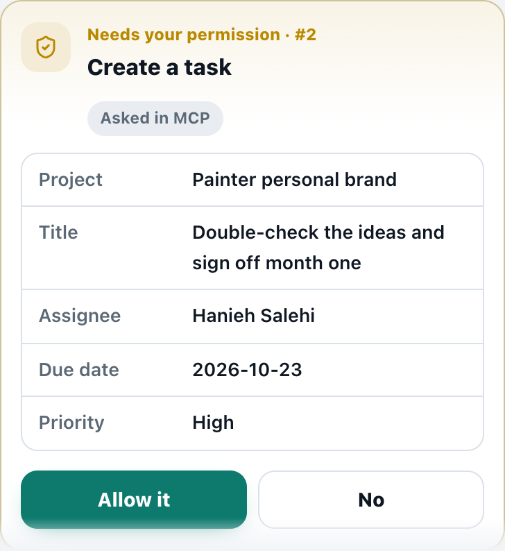 The new approval card